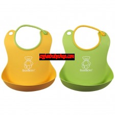 BabyBjörn 軟膠防碎屑圍兜 (2件裝) (黃/綠)